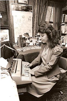 Rosanne Bittner when she first started writing -- on a typewriter. Ca 1985-96